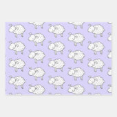 手描きヒツジの星とテディベアのギフトラップ ラッピングペーパーシート (正面)