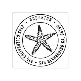 手描きヒトデ丸タイポグラフィ差出人住所 ラバースタンプ