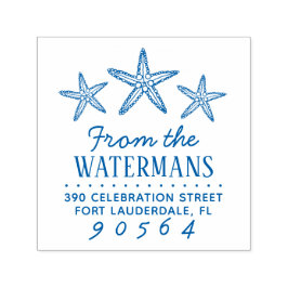 手描きヒトデ家族名差出人住所 セルフインキングスタンプ