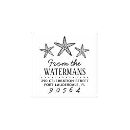 手描きヒトデ家族名差出人住所 ラバースタンプ