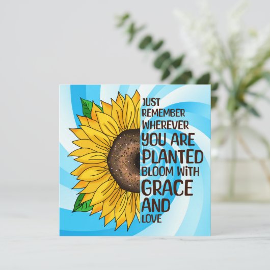 手描きヒマワリと引用文 (スタンド正面)