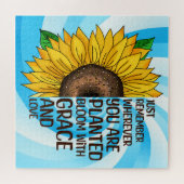 手描きヒマワリと引用文 ジグソーパズル (横)
