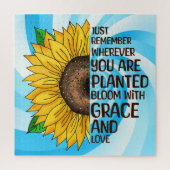 手描きヒマワリと引用文 ジグソーパズル (縦)