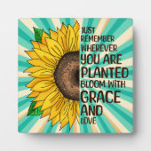 手描きヒマワリと引用文 フォトプラーク (正面)