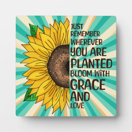 手描きヒマワリと引用文 フォトプラーク (正面)