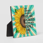 手描きヒマワリと引用文 フォトプラーク (正面)