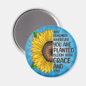 手描きヒマワリと引用文 マグネット (正面/裏面)