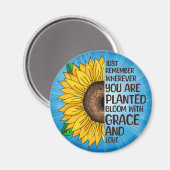 手描きヒマワリと引用文 マグネット (正面/裏面)