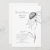 手描きヒマワリブライダルシャワー 招待状 (正面/裏面)