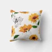 手描きヒマワリ鮮やかは黄色。 クッション (裏面)