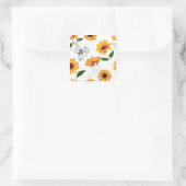 手描きヒマワリ鮮やかは黄色。 スクエアシール (バッグ)