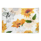 手描きヒマワリ鮮やかは黄色。 枕カバー (裏面)