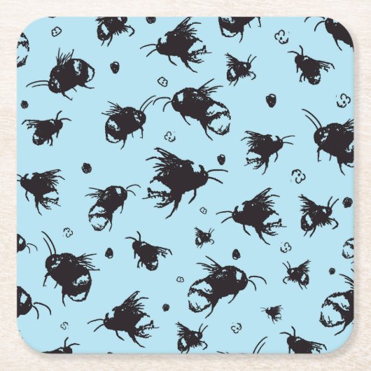 手描きビーイラストレーションコースター スクエアペーパーコースター (正面)