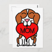 手描きビーグルハートママ ポストカード (正面/裏面)