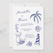 手描きビーチが全結婚体に 招待状 (正面)