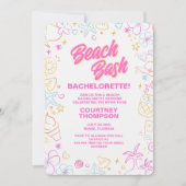 手描きビーチテーマ・バチェラー・パーティー 招待状 (正面)
