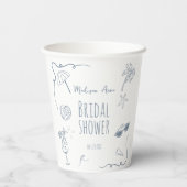 手描きビーチドゥードルイラスト ブライダルシャワー 紙コップ (裏面)