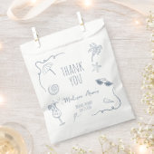 手描きビーチドゥードル感謝祭 ブライズシャワー フェイバーバッグ (クリップ留めされた状態)