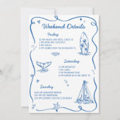 手描きビーチ沿岸バチェロレッテ 招待状 (裏面)