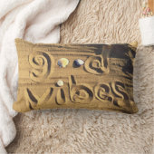 手描きビーチ砂Good Vibes引用文写真おもしろい ランバークッション (ブランケット)