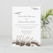 手描きビーチ結婚式招待状と砂丘 招待状 (スタンド正面)