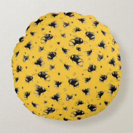 手描きビー装飾用クッション付き装飾デザイン ラウンドクッション