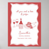 手描きピイタリアンザワインブライダルシャワー看板 ポスター (正面)