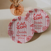 手描きピザピンクレッドチャオ赤ちゃんシャワー ペーパープレート