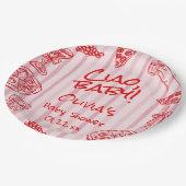 手描きピザピンクレッドチャオ赤ちゃんシャワー ペーパープレート (アングル)