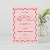 手描きピザ誕生日招待状 お洒落 招待状 (スタンド正面)