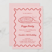 手描きピザ誕生日招待状 お洒落 招待状 (正面/裏面)