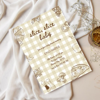 手描きピザ赤ちゃんシャワー招待状 お洒落 招待状