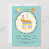 手描きピニャタメキシカンフィエスタ誕生日パーティー 招待状 (正面)