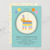 手描きピニャタメキシカンフィエスタ誕生日パーティー 招待状 (正面/裏面)