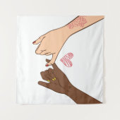 手描きピンキーの誓いピンキー約束の概念 タペストリー (正面(横))