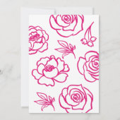 手描きピンクお洒落フローラブライダルシャワー 招待状 (裏面)