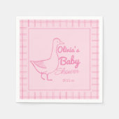 手描きピンクのガチョウ間抜けおもしろいベビーガールシャワー スタンダードカクテルナプキン (正面)