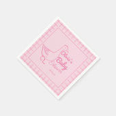 手描きピンクのガチョウ間抜けおもしろいベビーガールシャワー スタンダードカクテルナプキン (角)