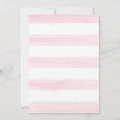 手描きピンクのストライプリース花ベビーシャワー 招待状 (裏面)