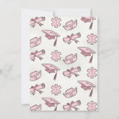 手描きピンクの医療処方箋の卒業 招待状 (裏面)