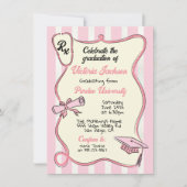 手描きピンクの医療処方箋の卒業 招待状 (正面)