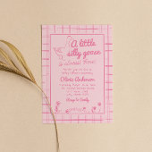 手描きピンクの間抜けガチョウ赤ちゃん女の子シャワー 招待状