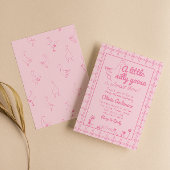 手描きピンクの間抜けガチョウ赤ちゃん女の子シャワー 招待状