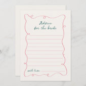 手描きピンクグリーン枠アドバイスカード 招待状 (正面/裏面)