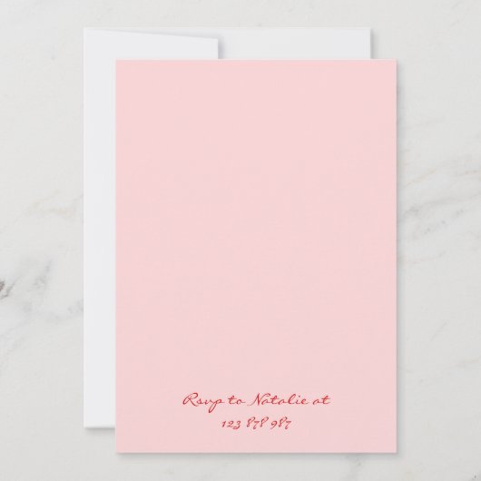 手描きピンクコケットおもしろい誕生日ディナーパーティー 招待状 (裏面)