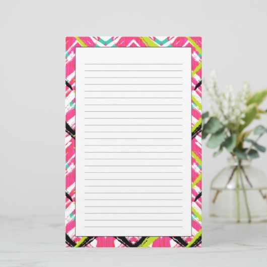手描きピンクジグザグパターン 便箋 (スタンド正面)