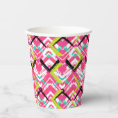 手描きピンクジグザグパターン 紙コップ (正面)