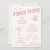 手描きピンクディスコ誕生日パーティーウィークエンド 招待状 (裏面)