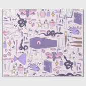 手描きピンクハロウィーン棺桶ゾンビ ラッピングペーパー (フラット)