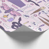 手描きピンクハロウィーン棺桶ゾンビ ラッピングペーパー (角)